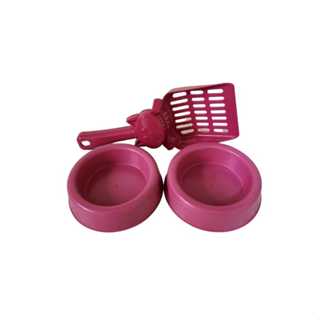 COMEDOURO E BEBEDOURO PARA GATOS + PAZINHA HIGIÊNICA COLORIDO em Oferta na Shopee