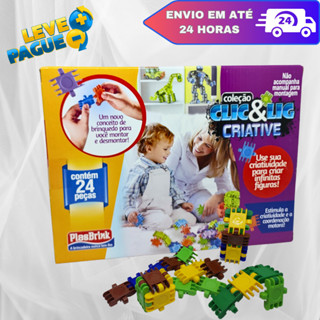 Brinquedo Didático educativo de Montar Encaixe Clic e Lig 24 Peças