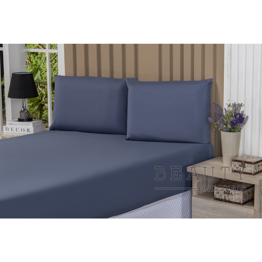 lençol king size com fronhas ideal colchão 2,03m x 1,93m tecido pelitizado 400 fios em Oferta na Shopee