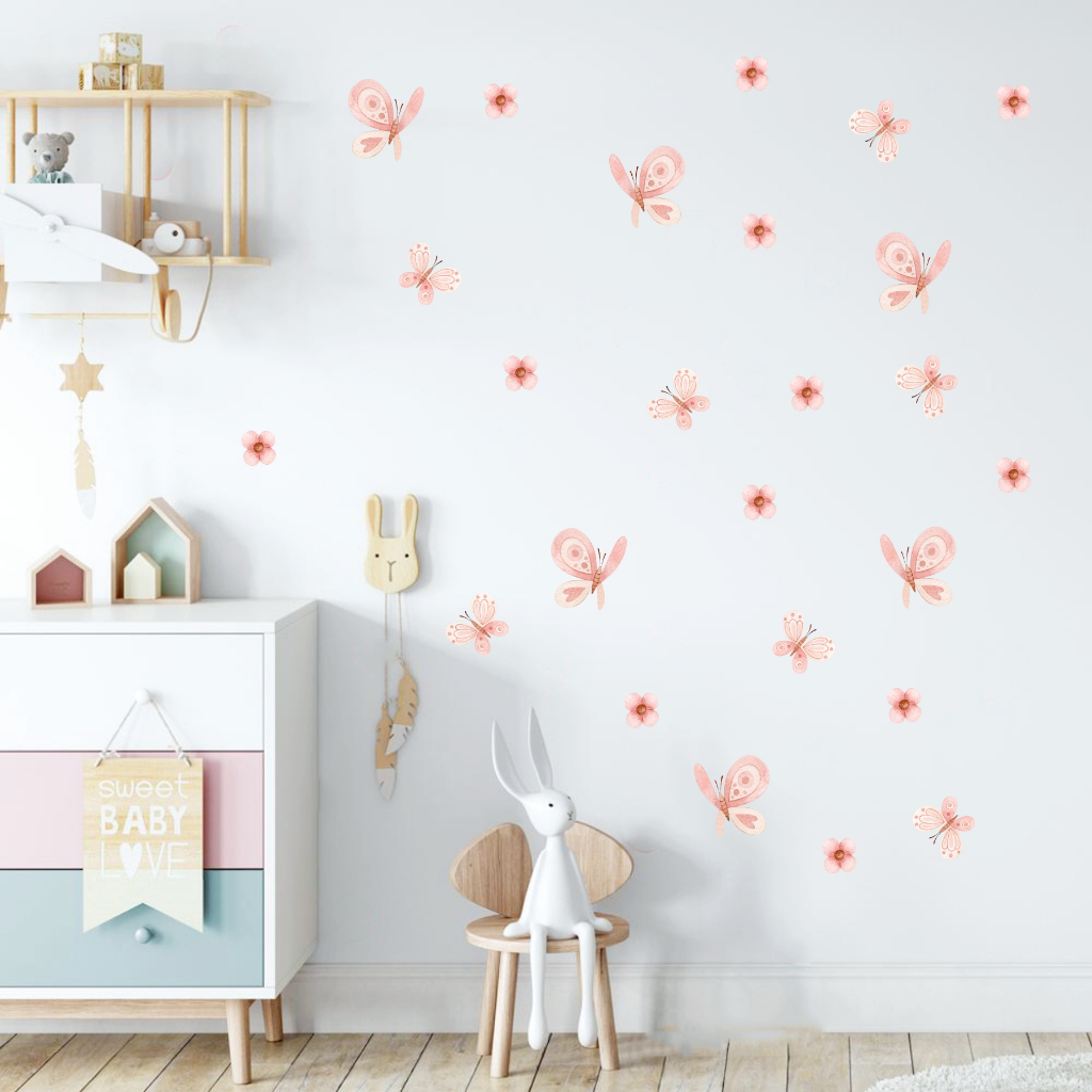 Adesivos Decorativos infantil Borboletas Flores Quarto Bebê Menina adesivo de parede