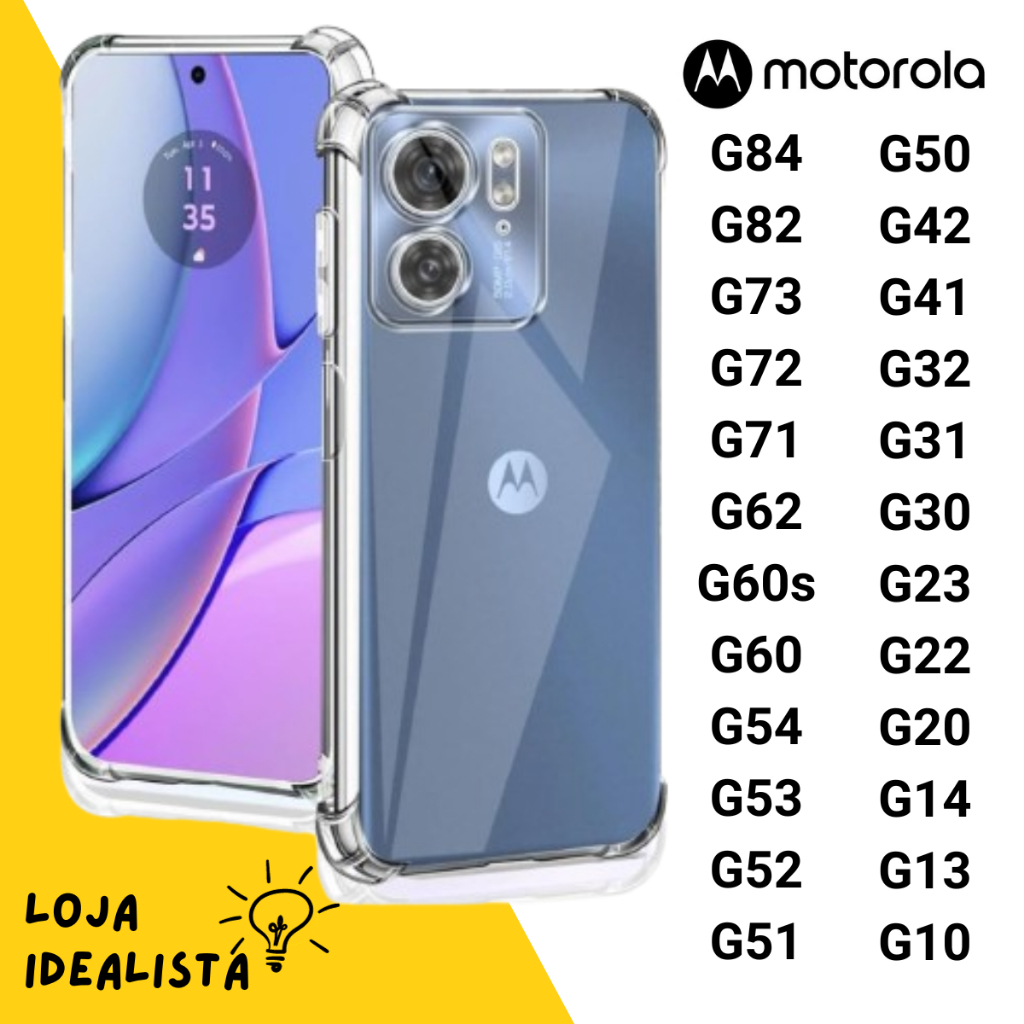 Capa Capinha Transparente Anti Impacto P/ Moto G84 / G82 / G73 / G71 / G62 / G54 / G53 / G52 / G51 / G42 / G41 / G32 / G31 / G23 / G22 / G14 / G13 Antischok Premium - Envio Rápido