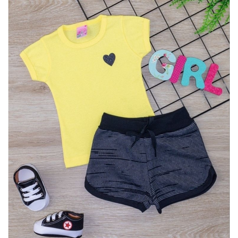 conjunto verao menina em algodao contendo 2 peças em Oferta na Shopee