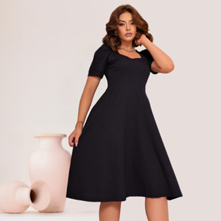 Vestido Feminino Manga Bufante Rodado Moda Evangelica Sem Decote