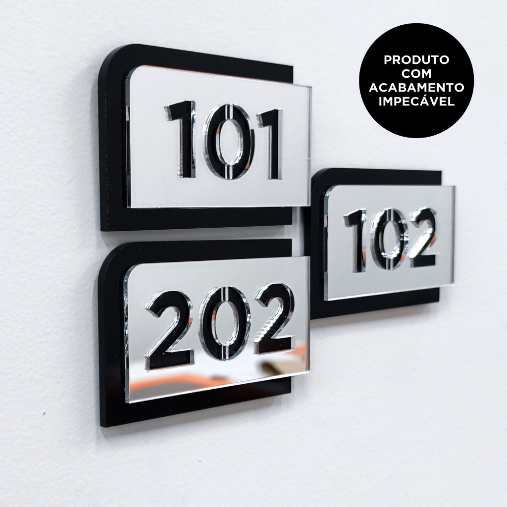 Placa Número Porta Apartamentos Sala Escritório Loja em Acrílico em Oferta na Shopee