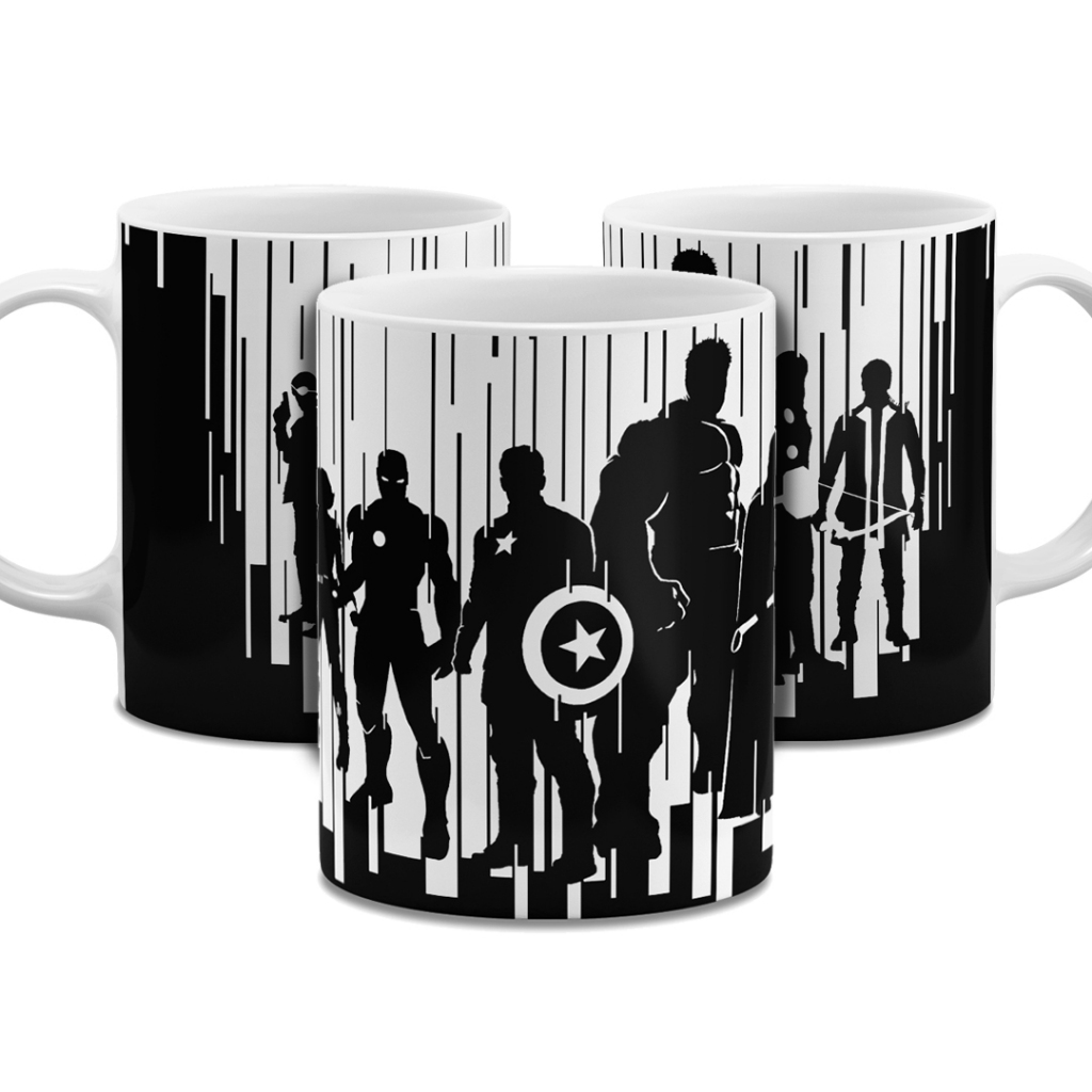 Caneca personalizada Vingadores Marvel Avengers Capitão America Homem de Ferro Hulk Thor Viuva Negra - Presente Criati