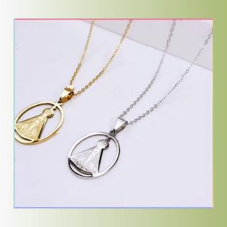 Corrente para Homem em Aço Inoxidável com Pingente de Medalha Nossa Senhora Aparecida - Elegância Hiphop em Colar Unissex 316L