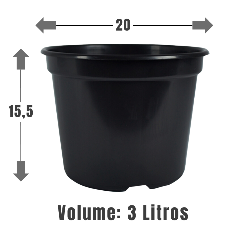 10 Vasos Pote 20 De 3 Litros Cor Preta em Oferta na Shopee