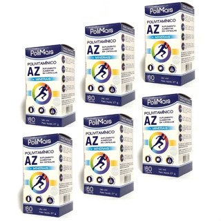 Kit 6x Polimais  AZ 60 Cápsulas Imunidade Energia Metabolismo Zero Lactose