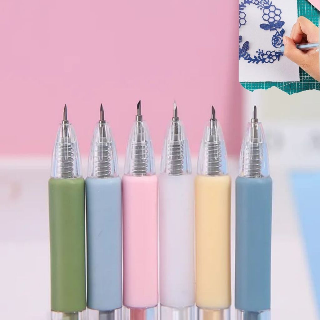 Caneta Estilete Kit com 6 de Precisão Ponta Retrátil Metal Corta Papel Adesivos Scrapbook Artesanato em Oferta na Shopee