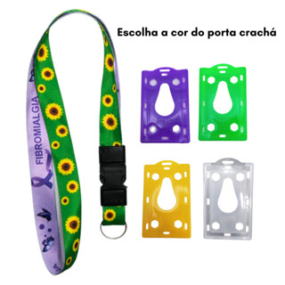 Kit Cordão Perscoço com Fecho Engate Rápido Fibromialgia + Porta Cartão Furado+garra jacaré