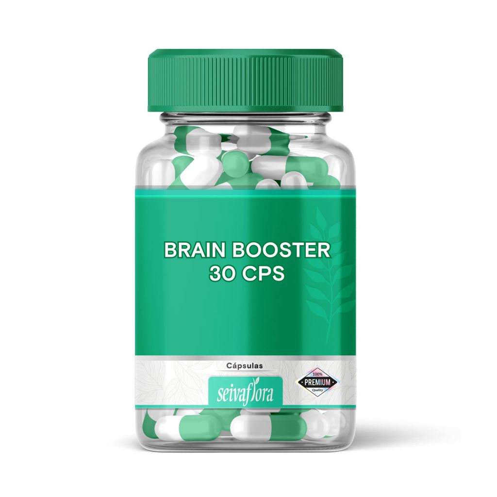 Brain Booster 30 CPS Seiva Flora - Vitamina para Memória, Concentração, Foco, Academia, Cérebro, Cognição, Cognizin, Cognitive