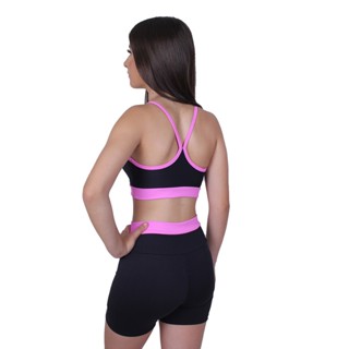 Conjunto Fitness Short e Top Poliamida Zero Transparencia Feminino Blackout