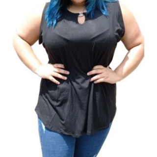 Blusa regata feminina plus size veste até tamanho 60 EXGG tamanhos grande fivela no decote viscolycra