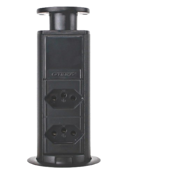 Torre Tomada Multiplug Retrátil 2 Tomada Plug 20a Suporta 16A - Preto Branco Cinza