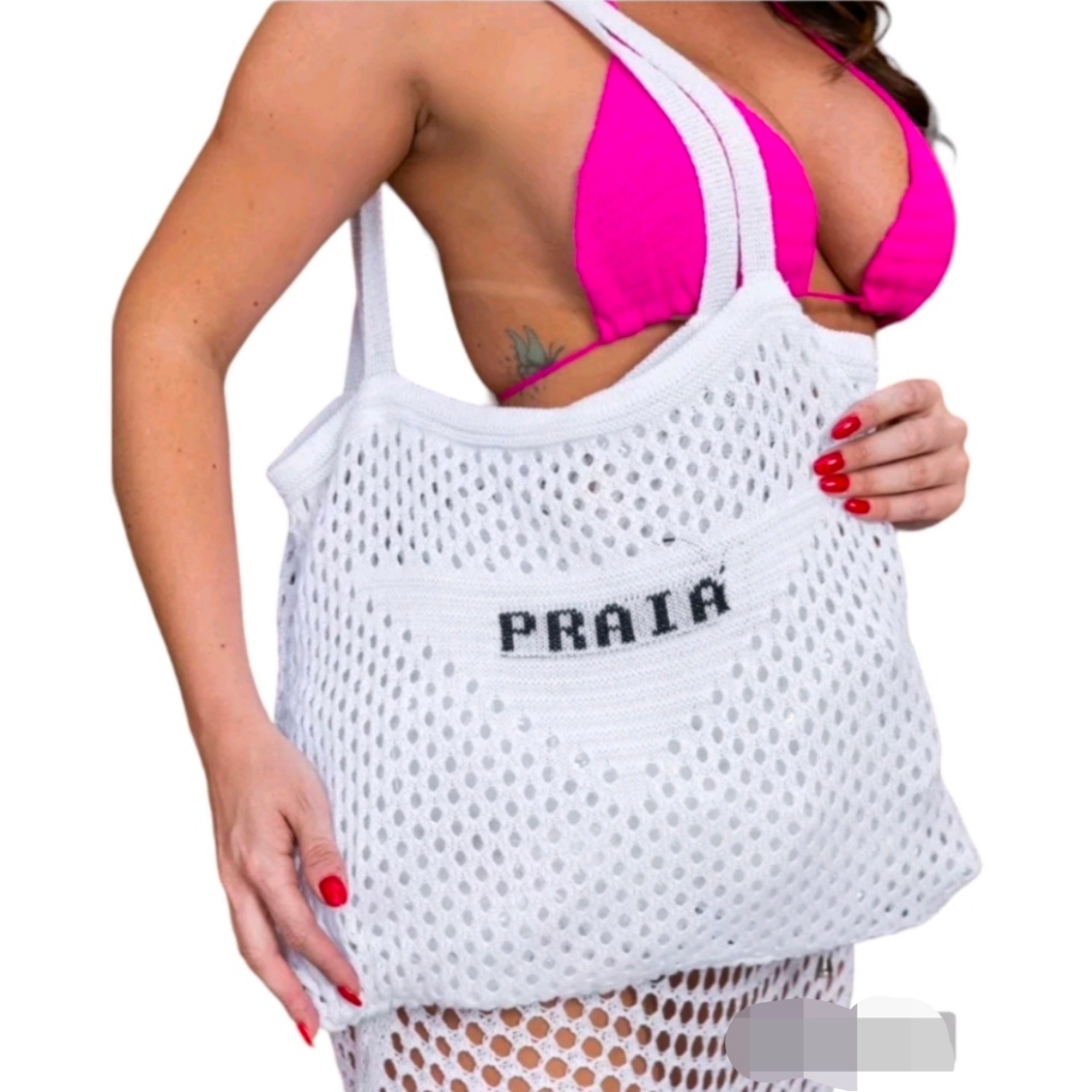 10cores Bolsa de Praia Feminina Tricot Tricô Moda Verão 2024 shatanbao
