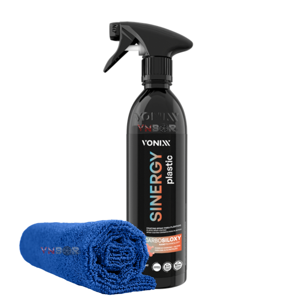 Sinergy Plastic 500ml Vonixx Vitrificador de Plasticos Coating em Spray Protecao para Plastico Automotivo Portas Paineis Painel Console Volante Liquido