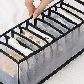 Organizador de Gavetas 32x12x12 com 11 Divisórias Dobrável para Meias Calcinhas Cuecas Preto Cinza Branco Universal