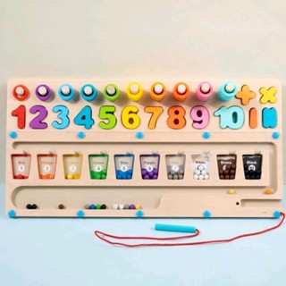 Brinquedo Educativo 3 em 1 Labirinto Magnético Cores Números. Operações Matemática. Correspondência. Brinquedo Montessori para crianças. coordenação motora.