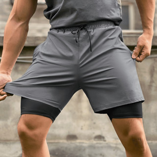 Bermuda 2 Em 1 treino short dry fit Masculino Calção elastano academia
