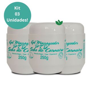 Kit 3 Unidades Gel Massageador PTD Sebo de Carneiro 250g APINIL