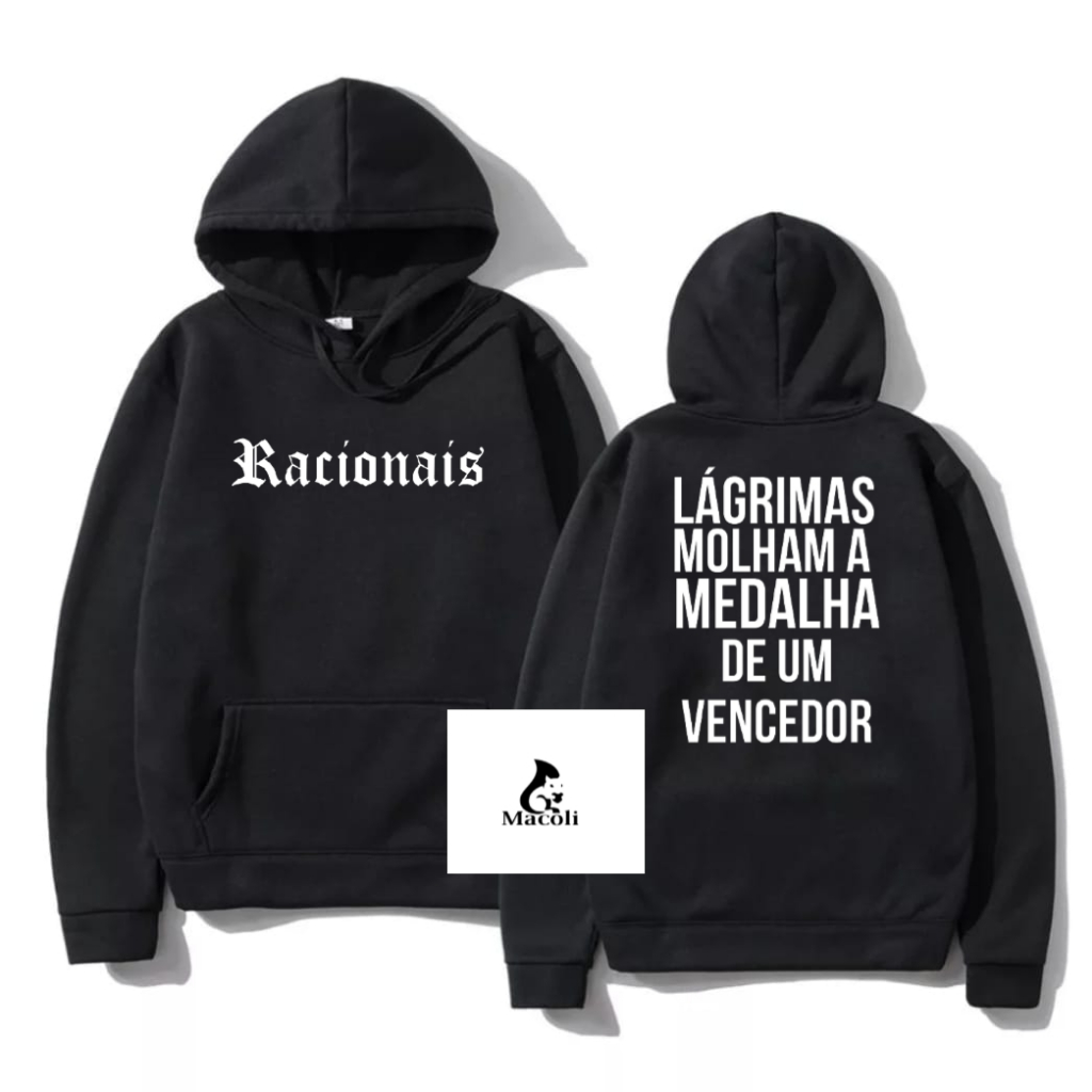 Moletom Canguru Racionais mc's Lagrimas de um Vencedor Blusa Unissex Capuz e Bolso