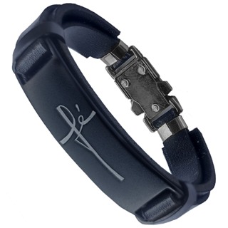 Pulseira Masculina e Feminina de Couro Sintético Com Frases Religiosas - Fé Fosco em Oferta na Shopee