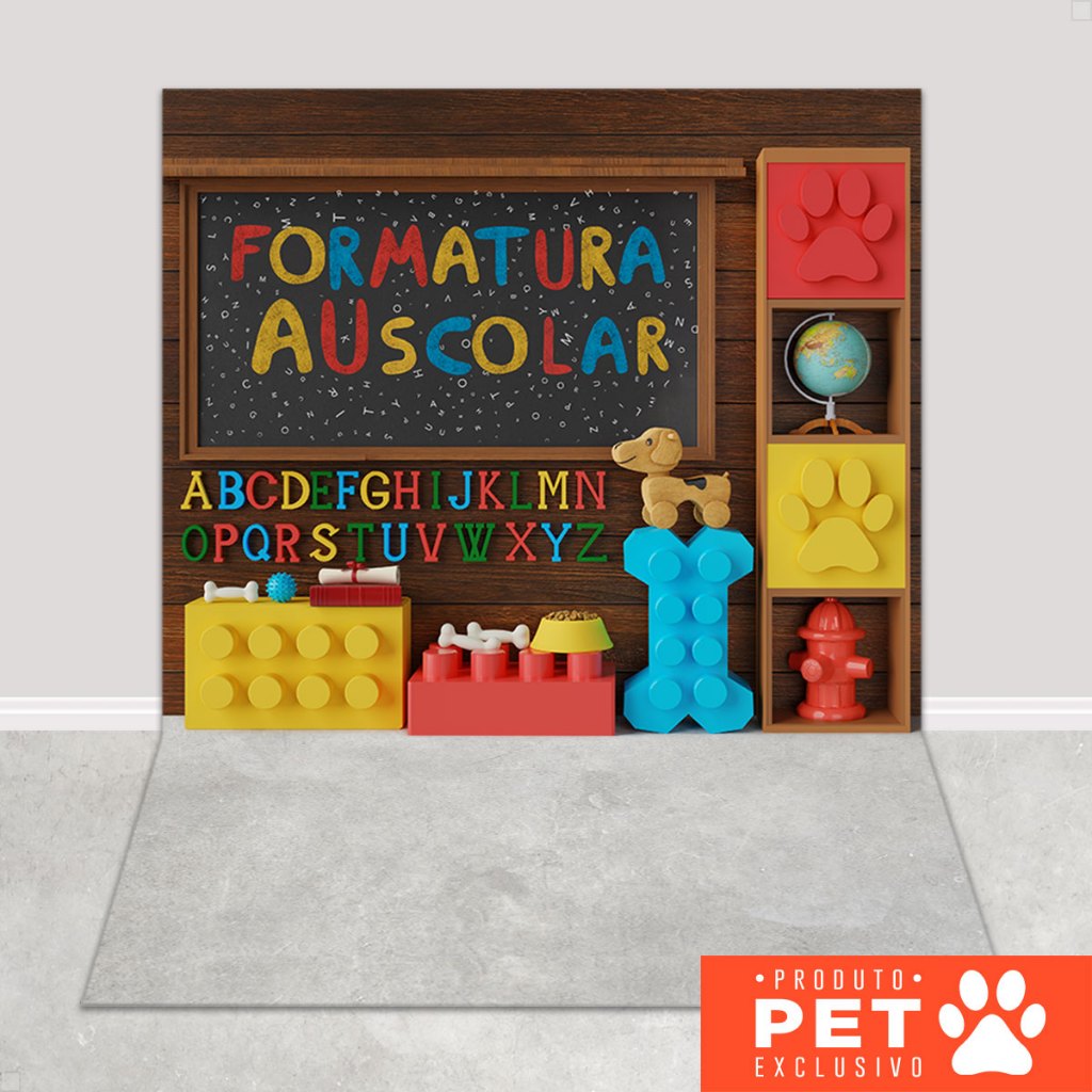 Fundo Fotográfico Formatura Escola Pet Painel Em Tecido Sublimado Pet Shop 1,20x1,70m - PET-127