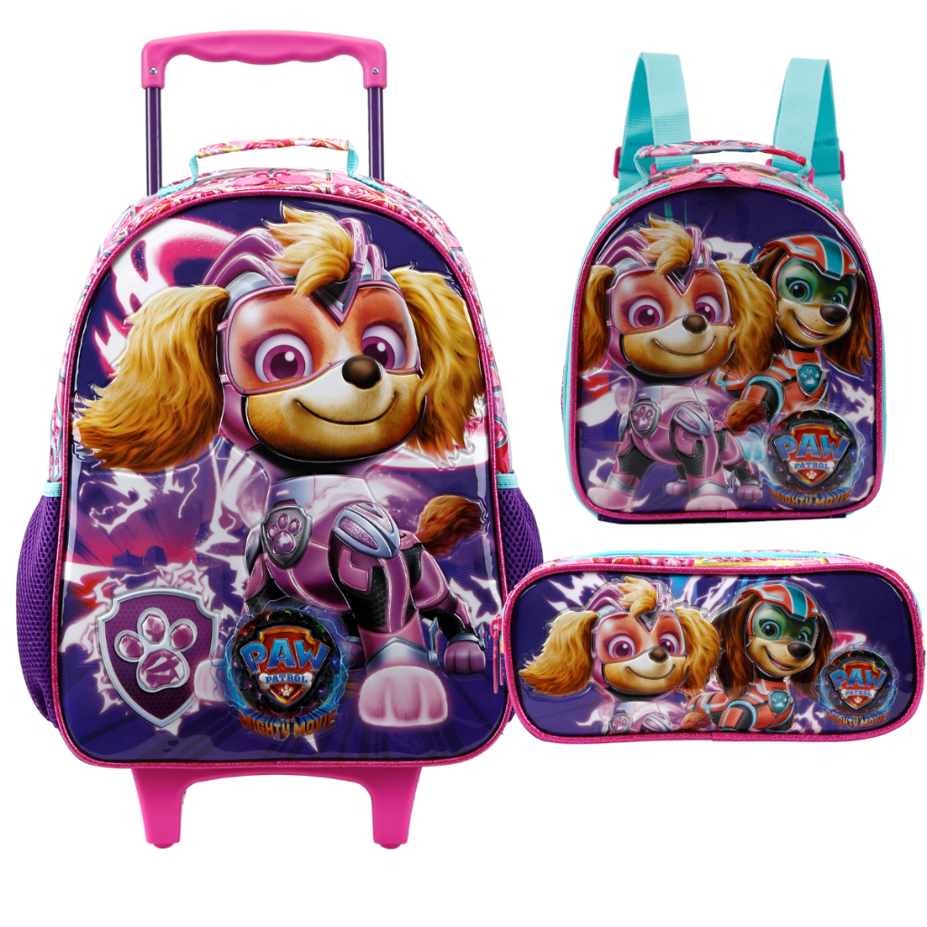 Mochila de Rodinha Infantil Menina Patrulha Canina Skye 14 polegadas Lancheira e Estojo duplo em Oferta na Shopee