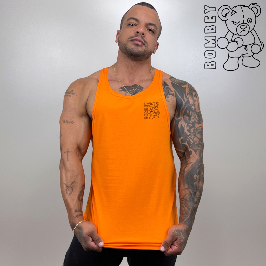 Regata Cavada Masculina em Algodão Estampa Bear Bombey em Diversas Cores do Tamanho P ao XG