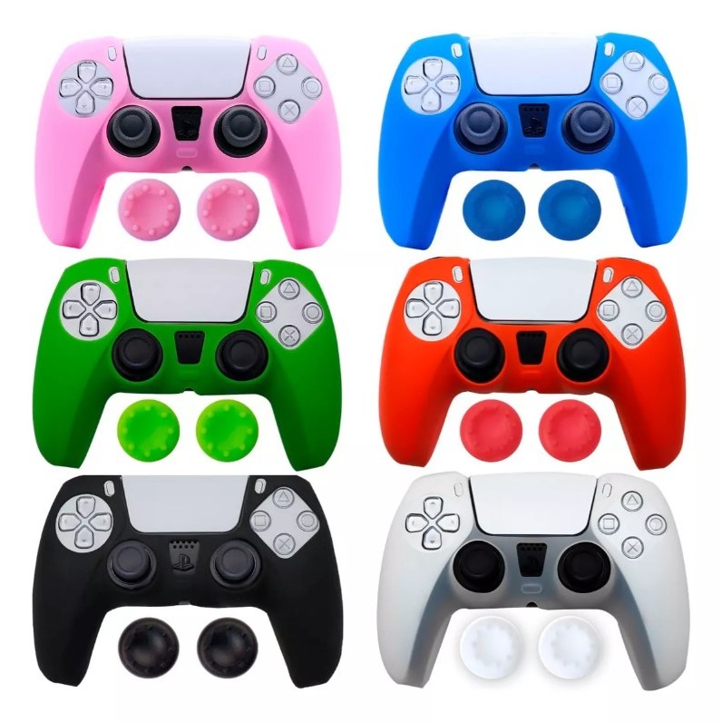 Capa protetora ps5 silicone controle capinha playstation game acessórios grip play station 5 em Oferta na Shopee