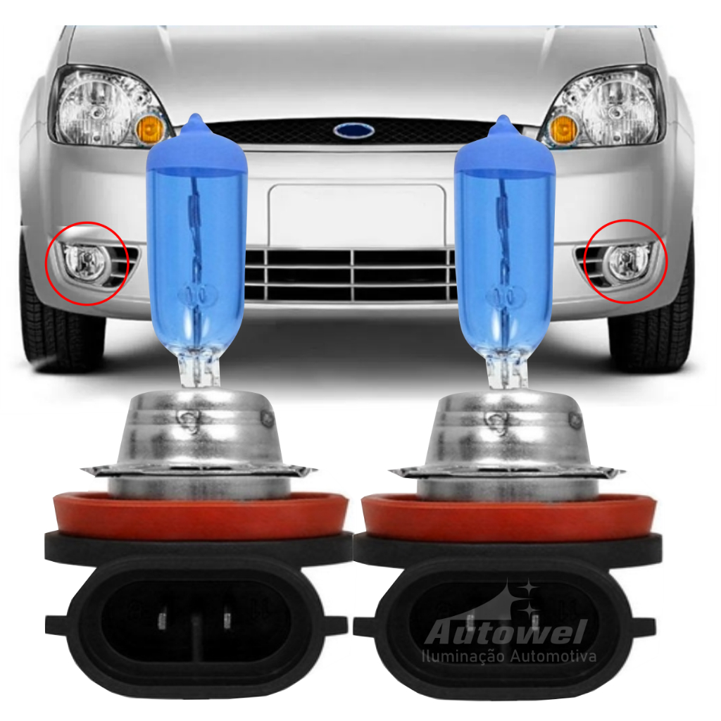 Lâmpadas Super Branca 8500k Ford Fiesta Ecosport Ford Ka Ranger  2002 2003 2004 2005 2006 2007 2008 2009 Farol Milha