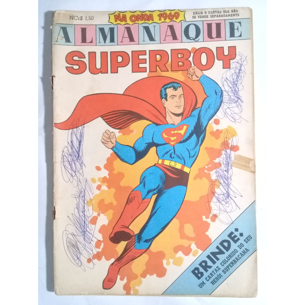 HQ Almanaque superboy 1969, revista clássica e rara, Ebal
