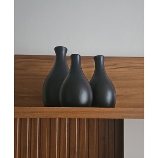 Trio Vaso Preto Fosco Bojuda para Suculentas Vasinho Decorativo Casa Sala