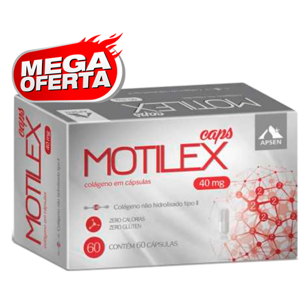 MOTILEX 40mg c/60 Cápsulas - Colágeno Tipo UC2 PURO - COMBATE OSTEOARTRITE E EVITA O DESGASTE