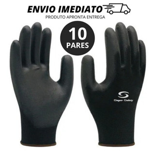 KIT 10 Pares De Luva SS1003 Multitato Poliamida com Banho de PU Super Safety Pedreiro Mecânico Multiuso Jardim Montagem Segurança Epi CA 32034