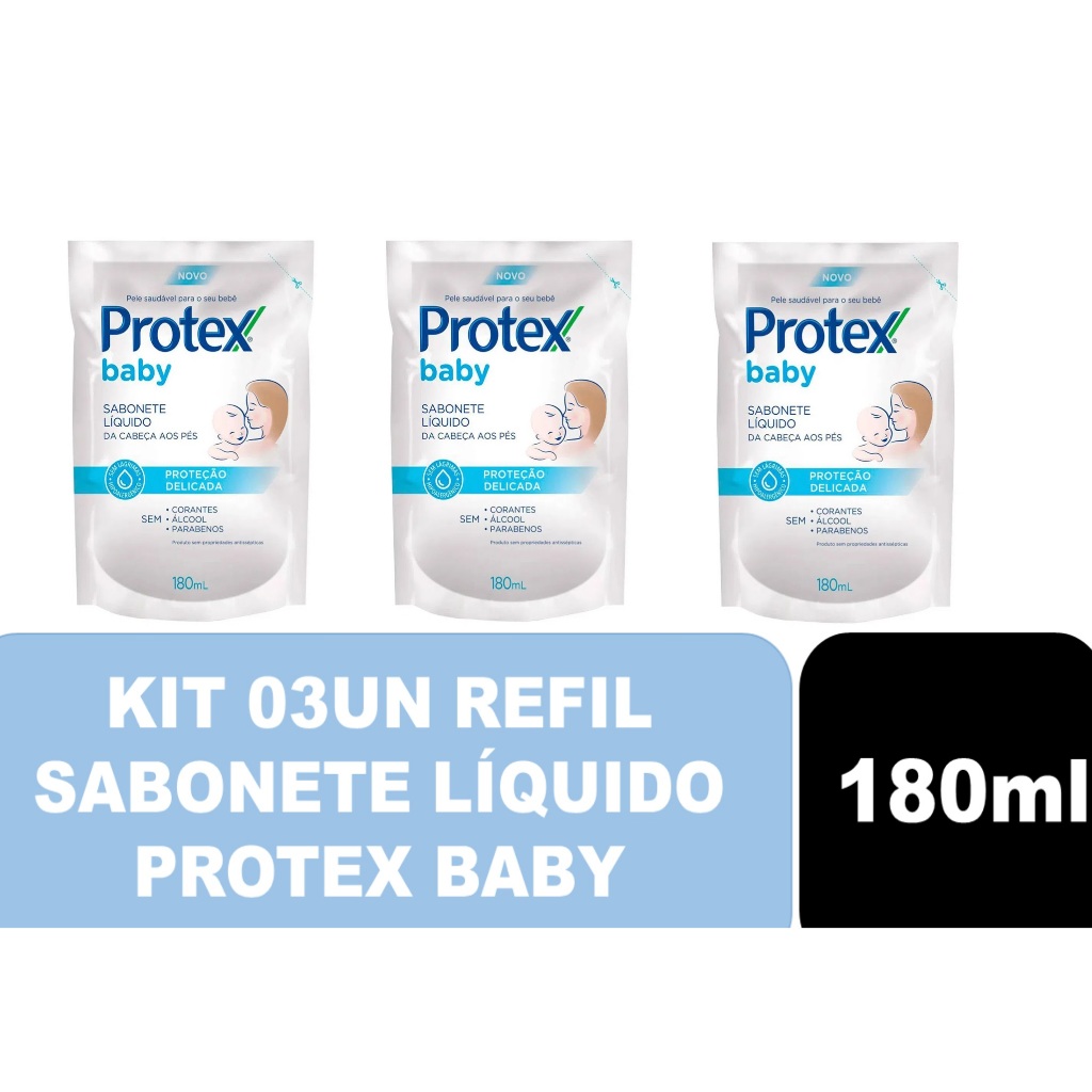 Kit 03un Sabonete Líquido Protex Baby Refil 180ml em Oferta na Shopee