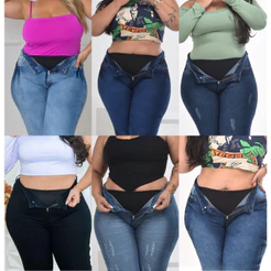 Calça Jeans Plus Size Com Cinta Modeladora Levanta Bumbum 46 ao 56