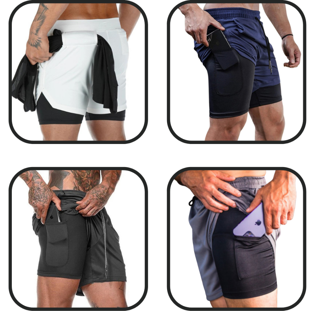 KIT 4 bermuda 2 em 1 kaizen sports bermuda DRI FIT masculina