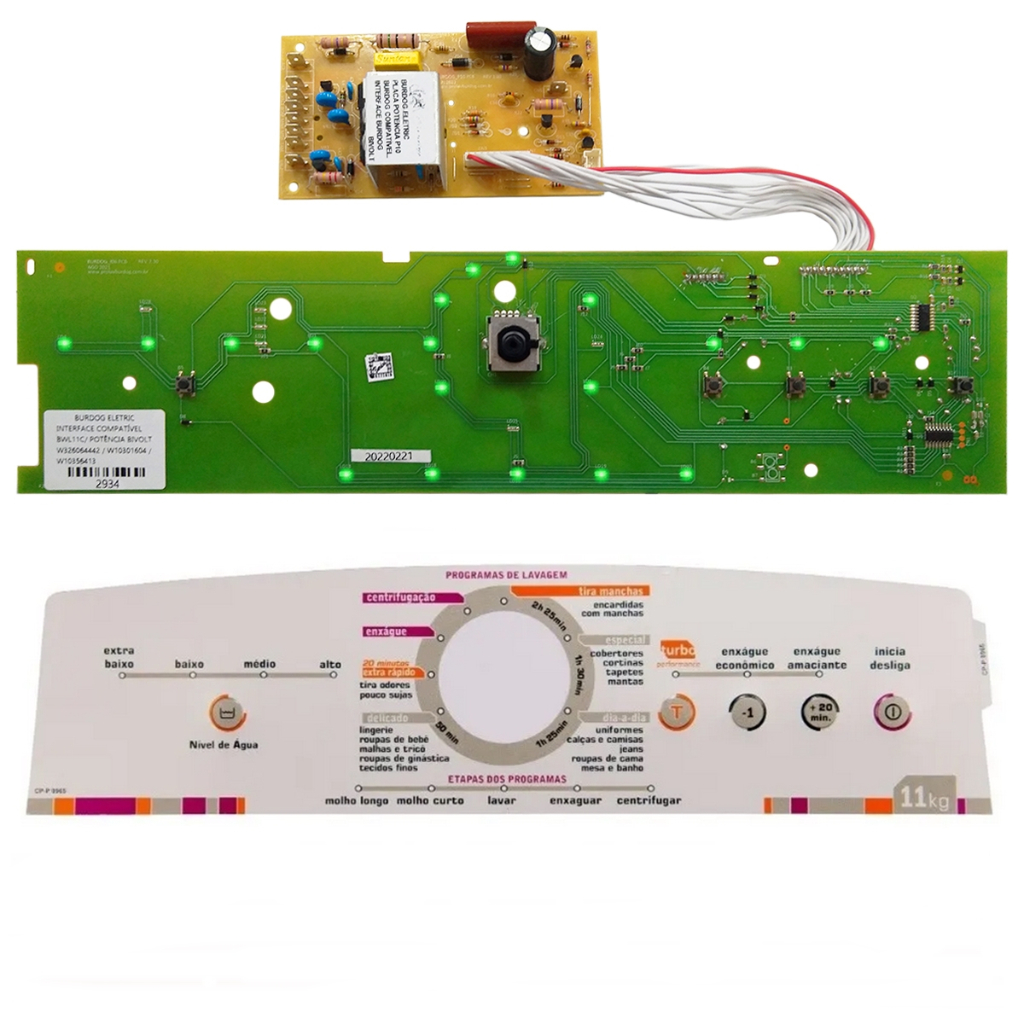 Placa Interface Potencia Adesivo Compativel Lavadora Brastemo BWL11 W10356413 W10301604 326064442