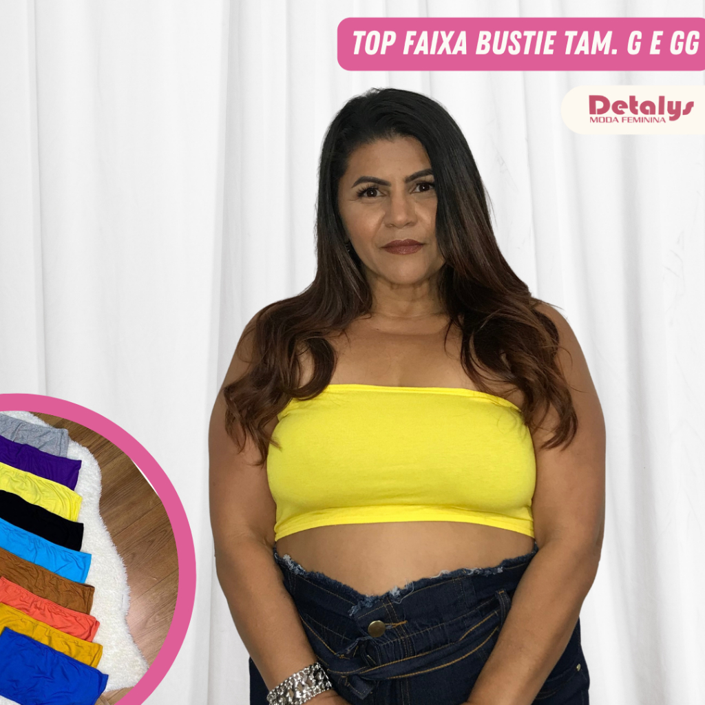 Top faixa bustie feminino malha confortavel tam: G, GG em Oferta na Shopee