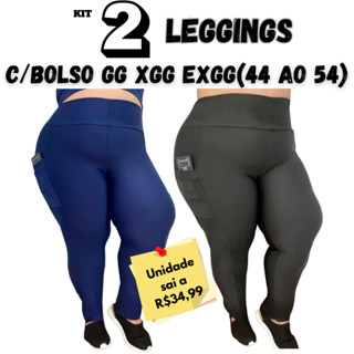 Kit 2 calça legging com Bolso Plus Size GG XGG e EXGG Roupa de academia/treino/casual/caminhada