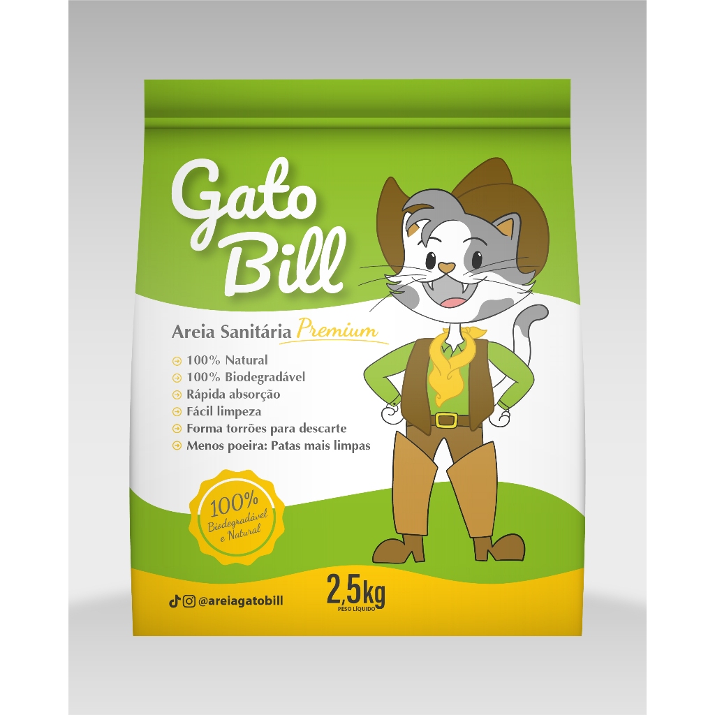 AREIA PARA GATO - GATO BILL (KIT C/2 PACOTES - 5kg)