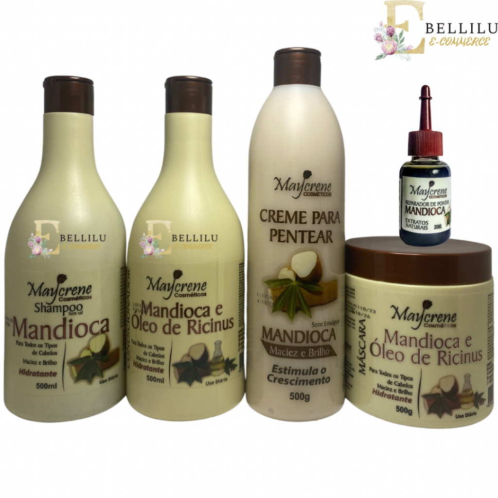 MONTE SEU KIT  MANDIOCA MAYCRENE SHAMP+COND+MASCARA+OLEO REPARADOR + CREME DE PENTEAR