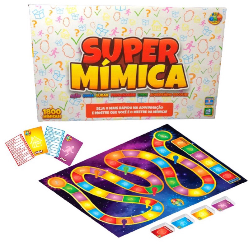 Jogo de Tabuleiro Super Mímica com 180 Cartas e 1800 Mímicas Diferentes - Até 6 Jogadores