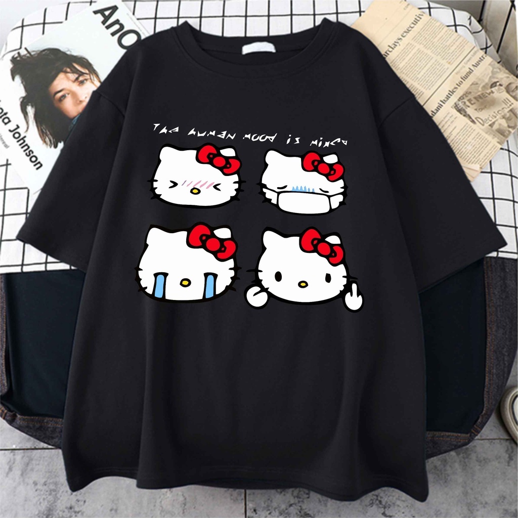 Camiseta Anime Hello Kitty The Human Mood Is Mixed Tumblr Unissex  PLUS SIZE em Oferta na Shopee