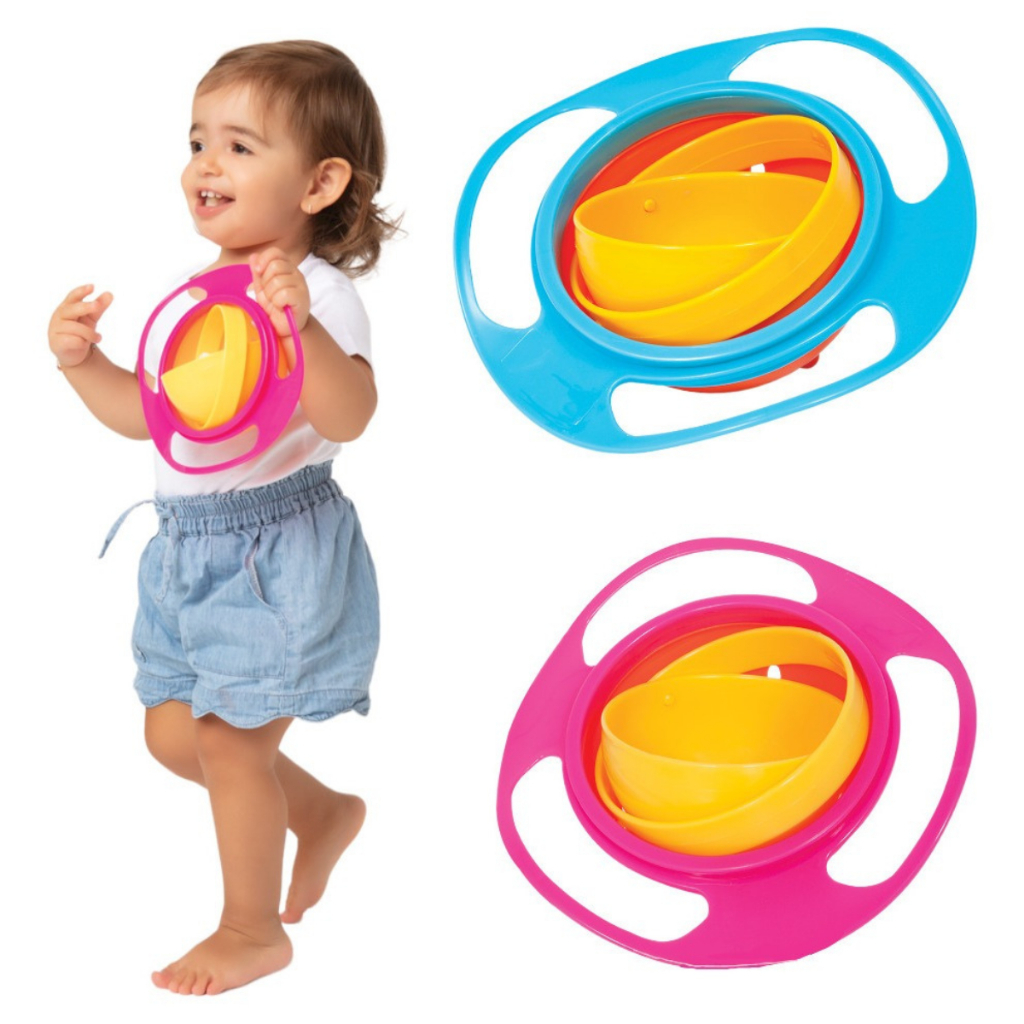 Potinho Pote Prato Mágico Giratório 360° Infantil GiroBowl Diversão Bebê Rotação