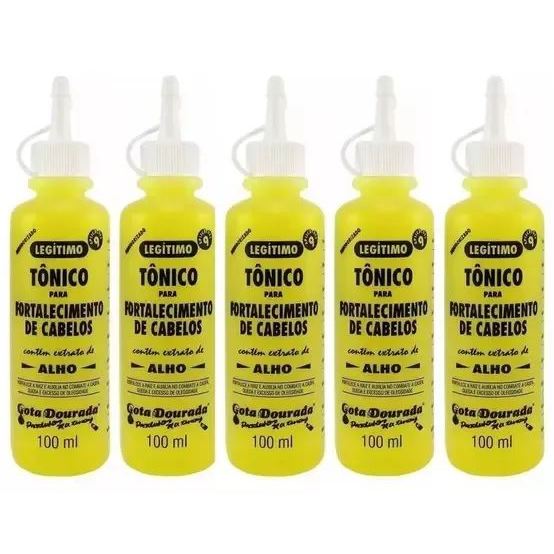 Kit Tonico de Alho Fortalecimento De Cabelos Gota Dourada 100ml- C/5 Unidades