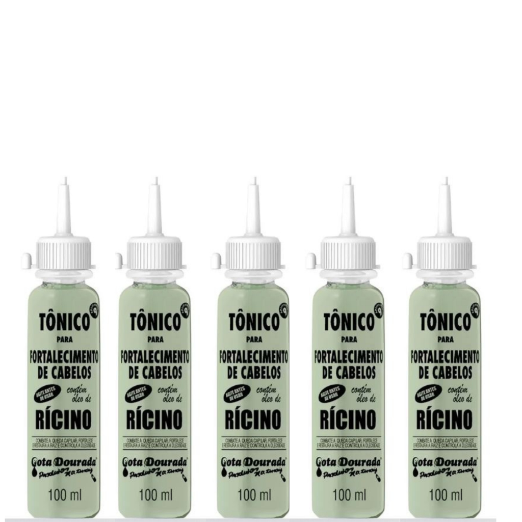 Tônico Gota Dourada Rícino 100ml Kit com 5 unidades