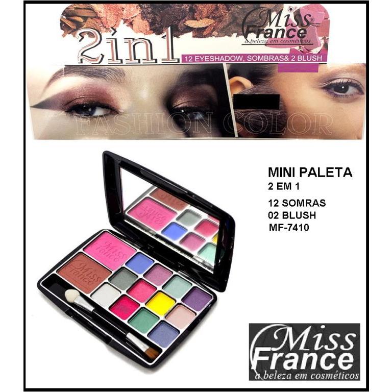 Paleta 12 Sombras + 2 Blushes + Pincel Miss France