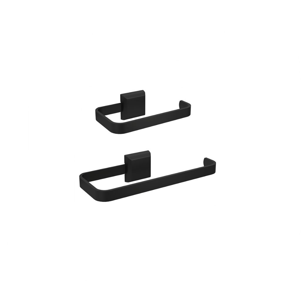 Kit Porta Papel Higiênico E Porta Toalha De Rosto Luxo Preto Fosco em Oferta na Shopee